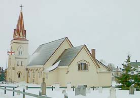 St. Mark's
Anglican, with churchyard in winter