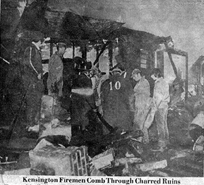 Newspaper article following the burning of the Kensington rink.